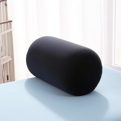 Enajucy Microbead Roll Pillow, Comfort Squish Tube Bolster Cushion -, Head, Neck & Back Support Tube Roll Pillow (Black)