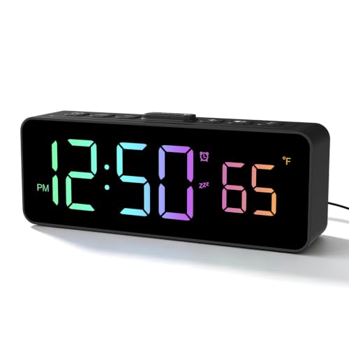 Netzu 2-in-1 RGB Digital Alarm Clock for Bedroom & Living Room - Black