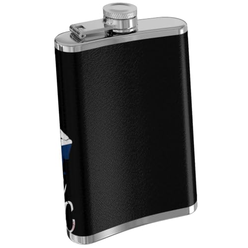8oz Stainless Steel Hip Flask with PU Leather Cover Style 4 - One Size