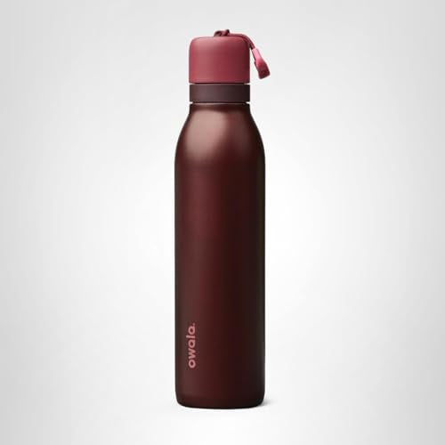 Owala FreeSip Twist Insulated Stainless Steel Water Bottle with Straw for Sports and Travel, BPA-Free, 24-oz, Black Cherry