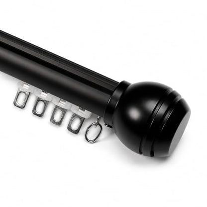 Heavy-Duty Single Traverse Curtain Rod Kit Matte Black - Supports Up to 110 lb