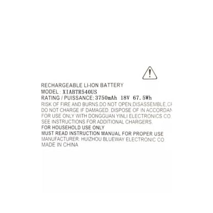 18V 3750mAh Vacuum Cleaner Battery for Shark XIABTR540US Replacement