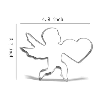 Valentine Cupid Cookie Cutter - Heart & Cupid Shape, Stainless Steel, 4.9 Inch