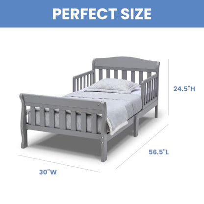 Toddler Bed with Guardrails and Waterproof Mattress - Grey