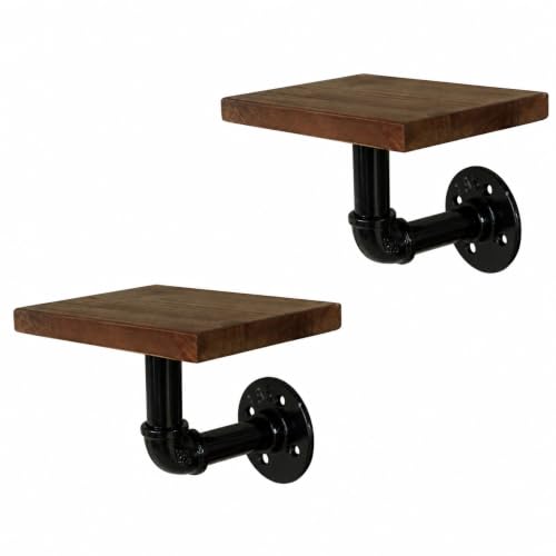 Industrial Pipe Floating Shelves Set - Rustic Black Wall Storage