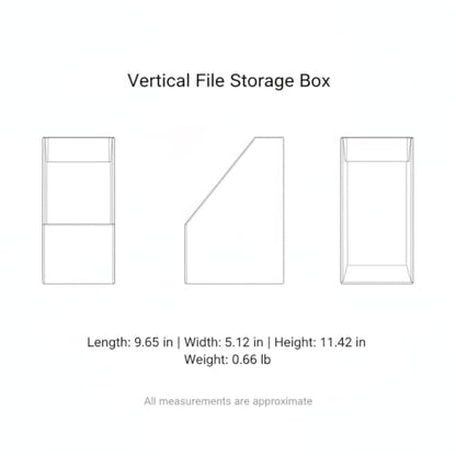 Vertical File Storage Box - Green, Upright Paper Magazine Organizer for Desk