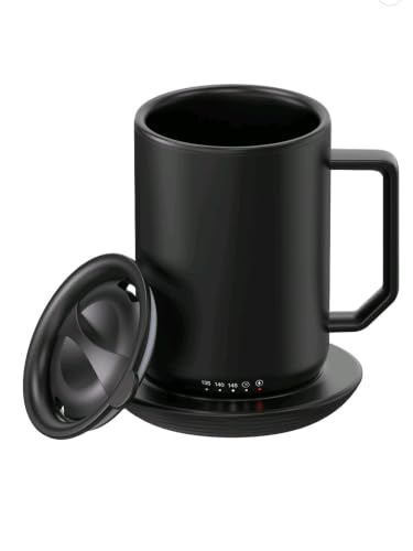 12 oz Stainless Steel Coffee Mug with Warmer Coaster and Spill-Proof Lid