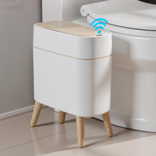 Automatic Motion Sensor Bathroom Trash Can with Lid 2.6 Gallon - White