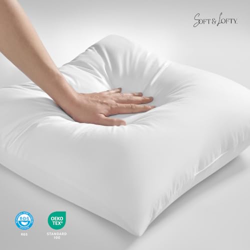 12x16 Feather Down Lumbar Pillow Inserts Set of 2 with Cotton Cover - Soft & Lofty