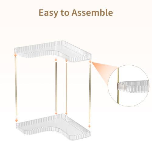 Bathroom Counter Organizer 2-Tier Corner Shelf - Clear / 2-Tier