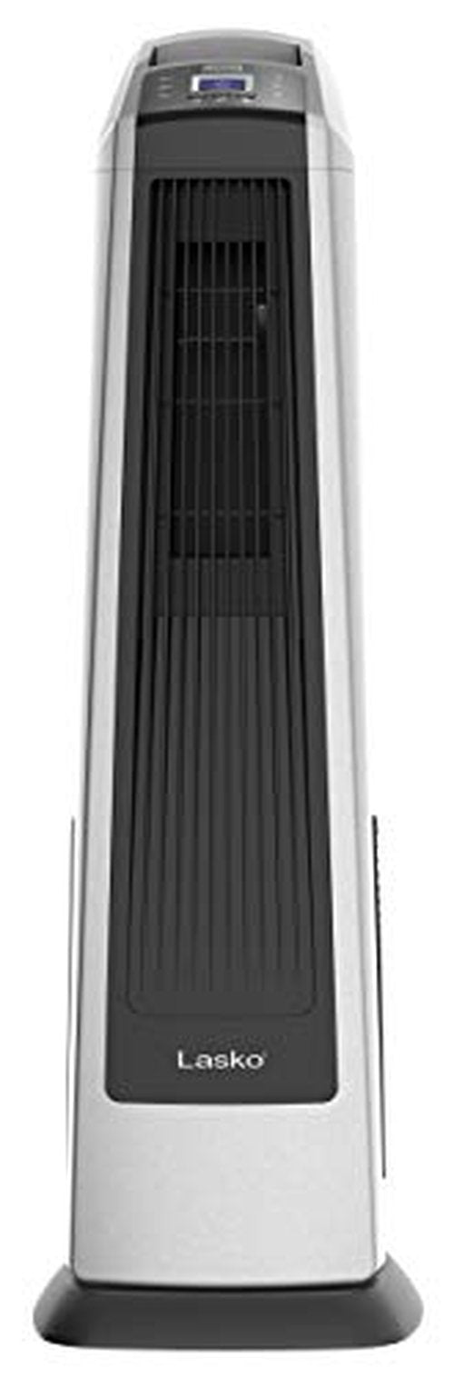 Lasko High Velocity Oscillating Tower Fan for Bedroom, Garage, Basement, and Gym with Remote Control, Timer, 3 Powerful Speeds, 35" Silver/Black, U35115