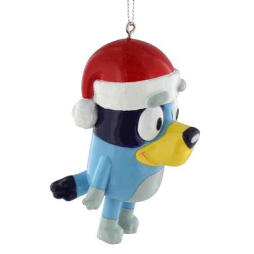 Kurt S. Adler Bluey with Santa Hat Christmas Holiday Ornament Set Gift Boxed (One Size, Blue)