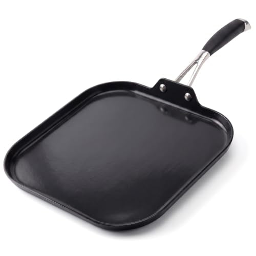 NutriChef 11-Inch Square Nonstick Griddle Pan with Induction Base - Black