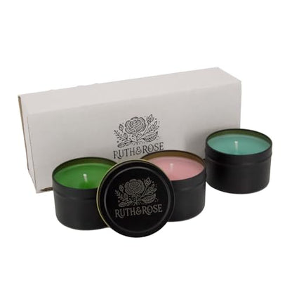 Ruth & Rose Discovery Set Beeswax Candles with 3 Scents, 85+ Hours Burn Time