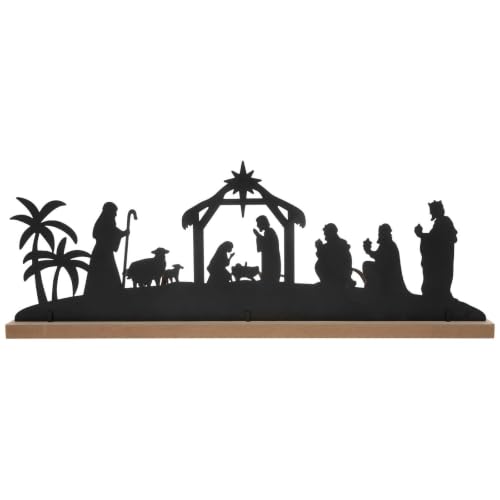 Nativity Scene Metal & MDF Tabletop Decor - O Holy Night Christmas Display