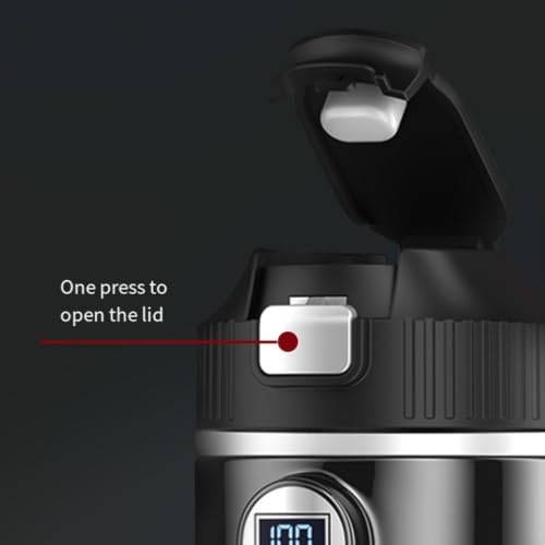 Portable 12V/24V Travel Mug with LCD Touch Control - Black, 500ml Stainless Steel