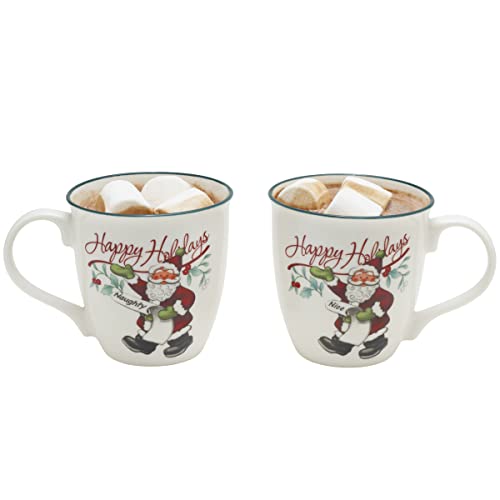 Pfaltzgraff Winterberry Naughty and Nice Mug Set - 20 oz Assorted