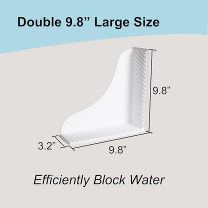 Shower Splash Guard for Bathtub - White Silicone Corner Water Barrier