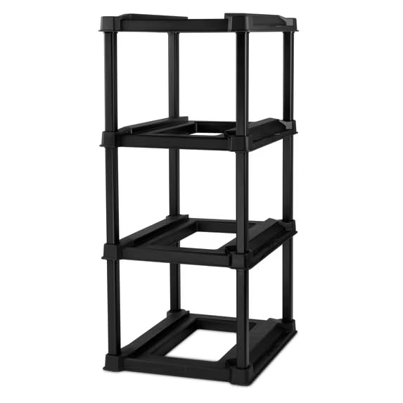 Heavy Duty 4-Tier Garage Storage Rack for 27-Gallon Bins, Black