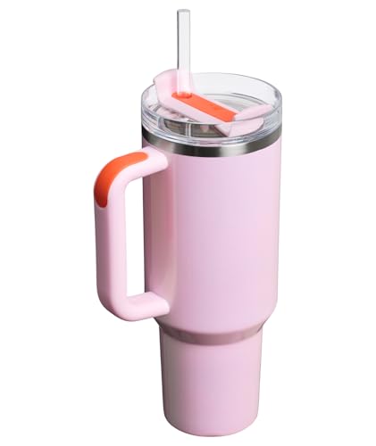 STANLEY Quencher H2.0 Tumbler with Handle and Straw 40 oz | Flowstate 3-Position Lid | Cup Holder Compatible for Travel | Insulated Stainless Steel Cup | BPA-Free | Rose Petal Shimmer