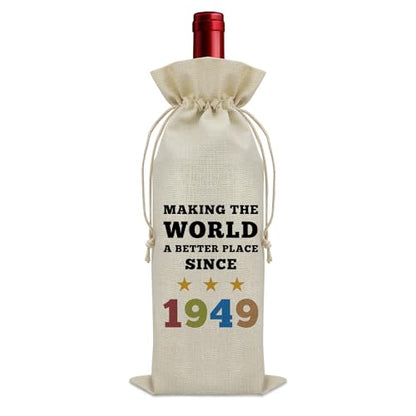 Sazuwu 75th Birthday Gifts Men Women Birthday Wine Bag 1949 Birthday Gifts 75 Year Old Birthday Gifts for Mom Dad Wine Bottle Decoration Bag Birthday Gifts for Turning 75 Wine Accessory Gifts