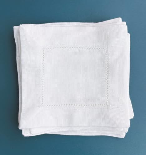 12-Pack Linen Cocktail Napkins 6x6 Inch Washable Cloth for Weddings & Parties