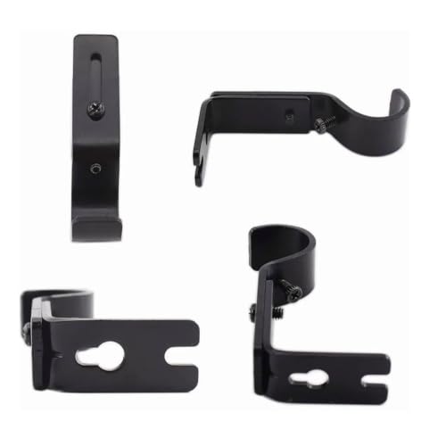 Adjustable Wall Mount Curtain Rod Brackets Black - Pack of 3