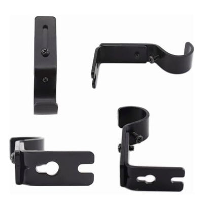 Adjustable Wall Mount Curtain Rod Brackets Black - Pack of 3