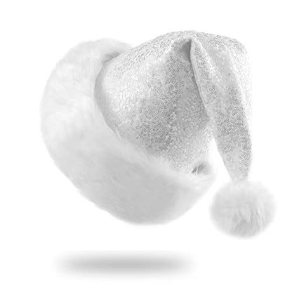Silver Sequin Christmas Hat for Adults Unisex Holiday Costume