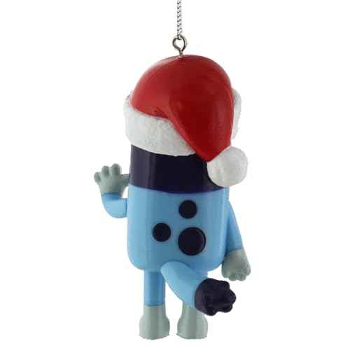 Kurt S. Adler Bluey with Santa Hat Christmas Holiday Ornament Set Gift Boxed (One Size, Blue)