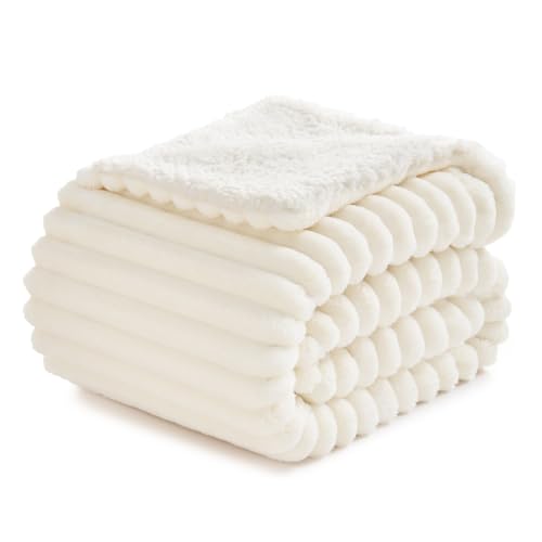 Sherpa Throw Blanket - Cream, 50x60 Inches, Double-Sided Softness & Warmth, Cozy Couch & Bed Accessory