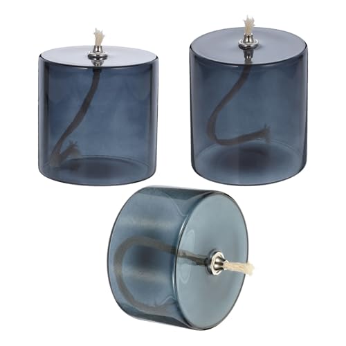 Refillable Glass Oil Lamps for Dining Table Centerpieces - 3 Pack