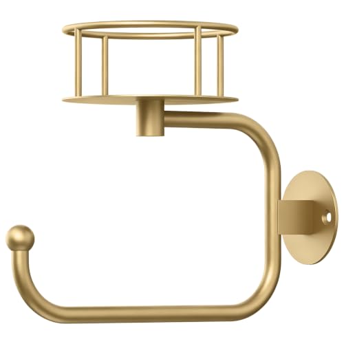 Hand Towel Holder with Shelf and Gold Towel Ring - Bathroom Organizer