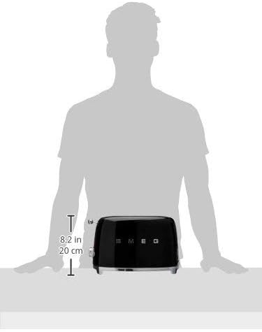 SMEG 2-Slice Toaster - 6 Presets, Defrost Function & Removable Crumb Tray | Sleek Black Design