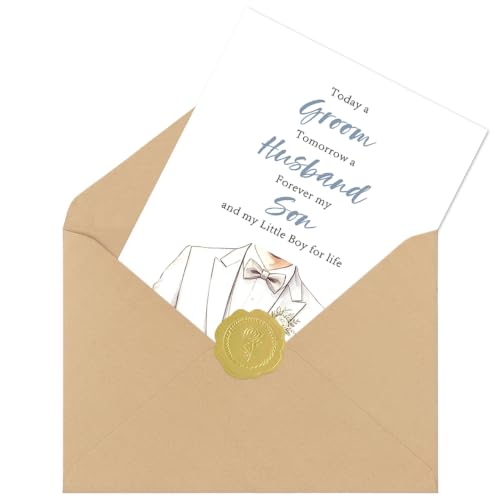 Wedding Card for Son DA-0208 - Sentimental Son Wedding Day Greeting Card with Envelope & Sticker