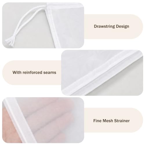 6 Pcs Nut Milk Bags with Fine Mesh Cheese Cloth for Straining & Juicing