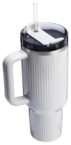 STANLEY Quencher H2.0 Tumbler with Handle and Straw 40 oz | Flowstate 3-Position Lid | Cup Holder Compatible for Travel | Insulated Stainless Steel Cup | BPA-Free | Fluted Ash Gloss