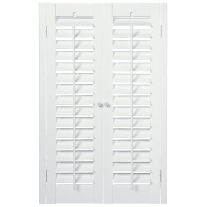 Interior Faux Wood Shutter 2 Panels - White, 35x24 Inches, No Cord Design