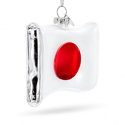 Japan Flag Glass Christmas Ornament Handcrafted Holiday Decoration