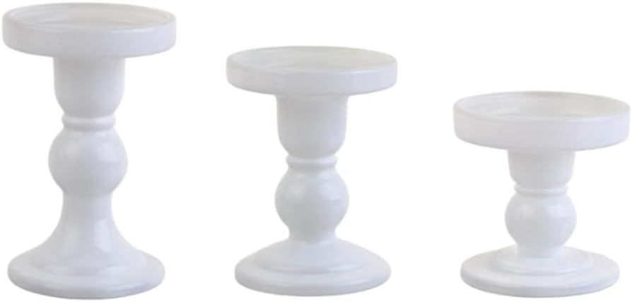 Skiennix 3-Piece White Glass Candlestick Set - Elegant Crystal Holders for Weddings & Home Decor