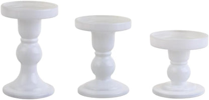 Skiennix 3-Piece White Glass Candlestick Set - Elegant Crystal Holders for Weddings & Home Decor