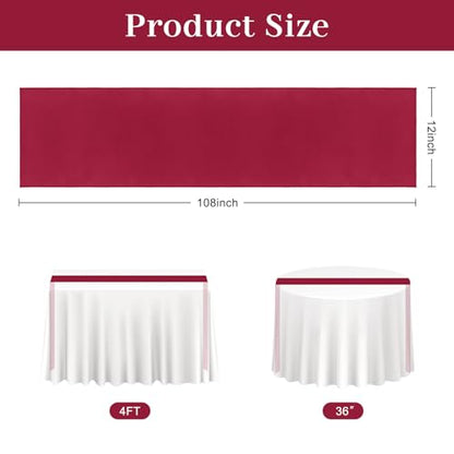 Burgundy Satin Table Runner 12x108 Inch Set of 2 for Holiday Party Decorations - Variation of 2