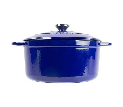 Lodge 6 Quart Enameled Cast Iron Dutch Oven with Lid – Dual Handles – Oven Safe up to 500° F or on Stovetop - Use to Marinate, Cook, Bake, Refrigerate and Serve – Lagoon