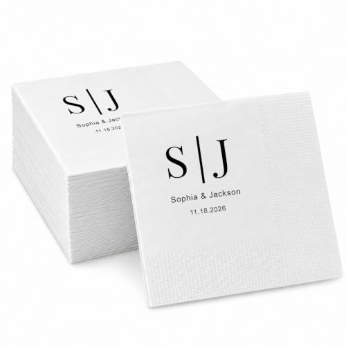 Personalized Wedding Cocktail Napkins - Color03 Custom Name & Pet Photo