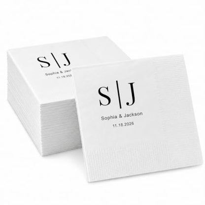 Personalized Wedding Cocktail Napkins - Color03 Custom Name & Pet Photo