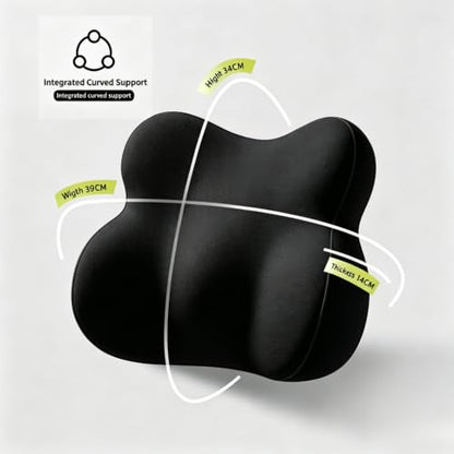 Car Lumbar Support Pillow and Neck Support Set - Memory Foam Back & Neck Cushions