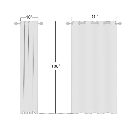 NICETOWN Room Darkening Curtains 108 inch Length - Grommet Thermal Insulated Window Treatments Solid Panels for Living Room/Bedroom/Villa, Stone Blue, W52 x L108, 1 Pair