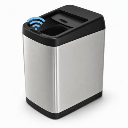 ELLO&ALLO 13 Gallon Touchless Motion Sensor Trash Can - Brushed Stainless Steel, Large, Rolling Lid