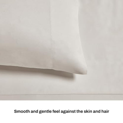 DKNY Matte Satin Pillowcase Set - Soft & Silky Linen Beige, Standard, 2 Pieces