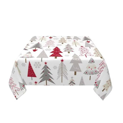 Christmas Tablecloth Square 60 x 60 Inch - Christmas Tree Pattern Holiday Decor - Sunshineyan